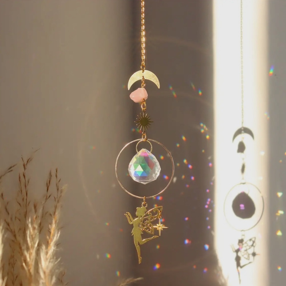 Gold and Pink Fairy Suncatcher